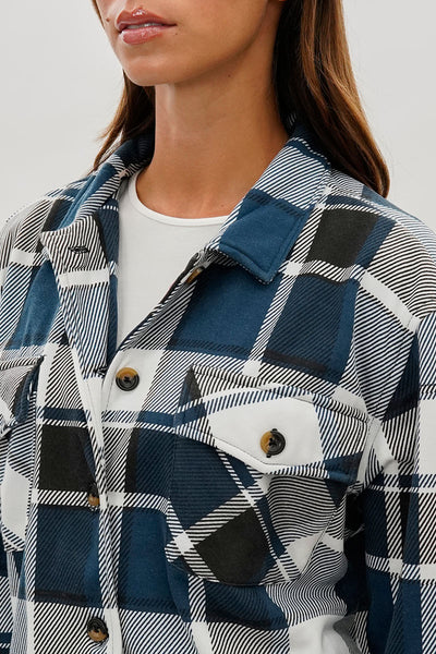 Canada Weather Gear Plaid Button Up Lightweight Jacket - Teal - Womens Lightweight Jackets - Fairweather