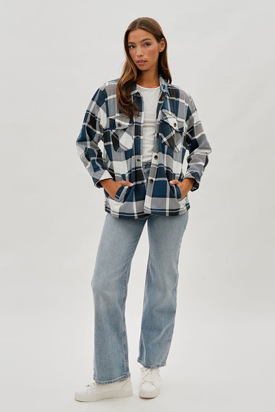 Canada Weather Gear Plaid Button Up Lightweight Jacket - Teal - Womens Lightweight Jackets - Fairweather