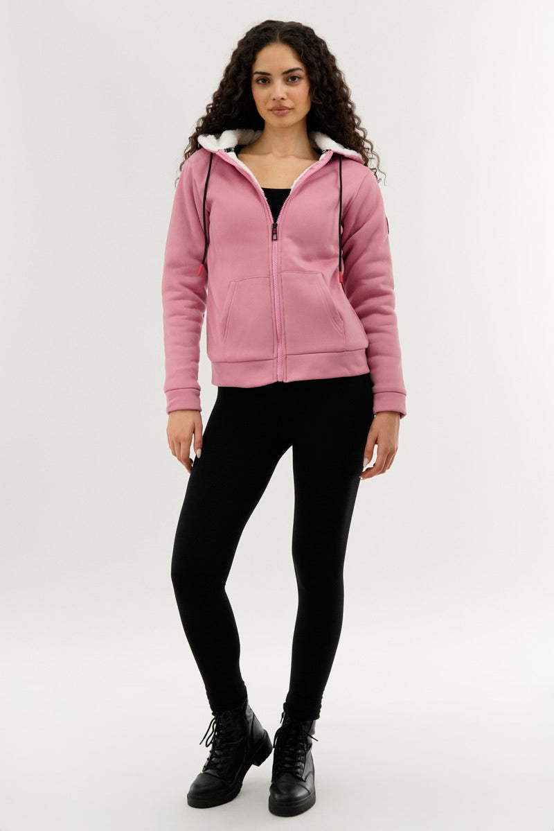 Canada Weather Gear Fleece Lined Zip Up Hoodie - Pink - Womens Hoodies & Sweatshirts - Fairweather