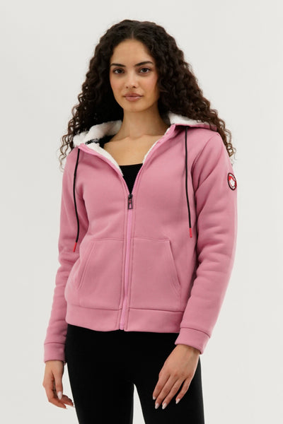 Canada Weather Gear Fleece Lined Zip Up Hoodie - Pink - Womens Hoodies & Sweatshirts - Fairweather