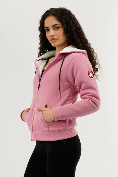 Canada Weather Gear Fleece Lined Zip Up Hoodie - Pink - Womens Hoodies & Sweatshirts - Fairweather