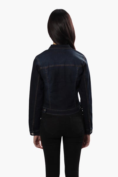 Button Front Cropped Denim Jacket - Navy - Womens Denim Jackets & Vests - Fairweather