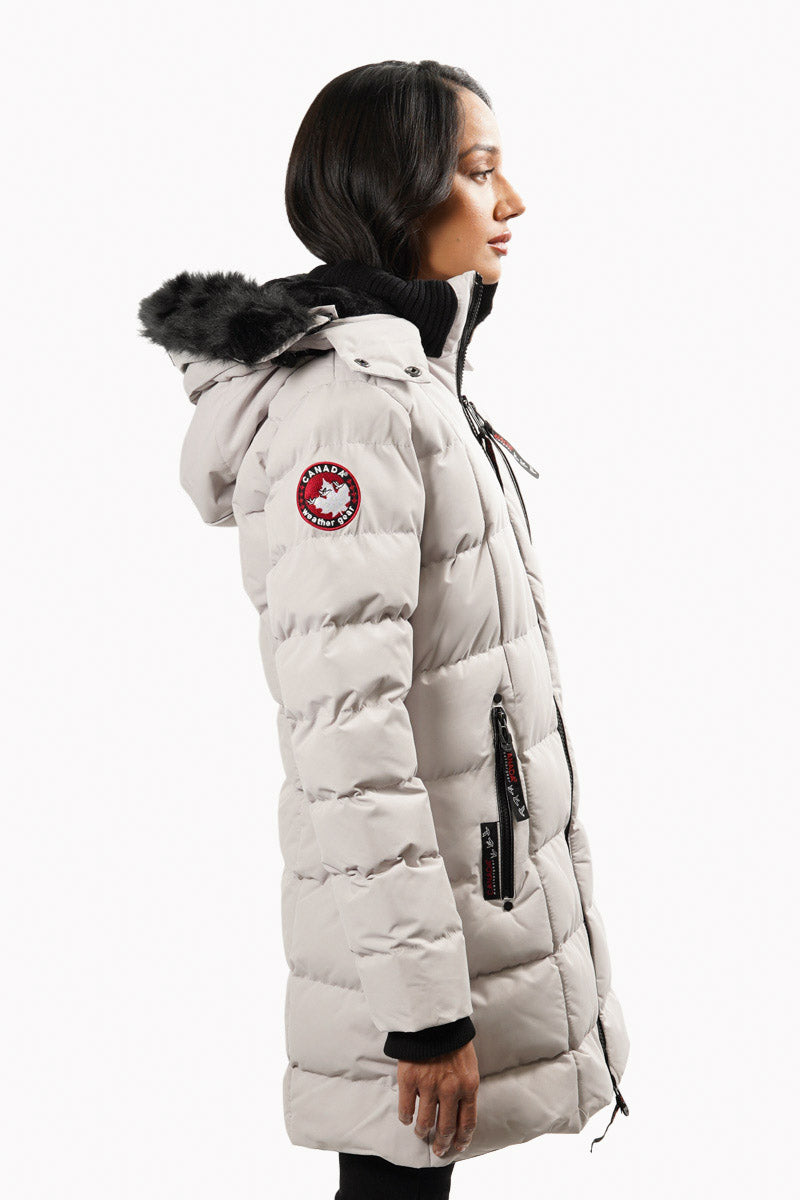 Canada Weather Gear Vegan Fur Hood Parka Jacket - Stone - Womens Parka Jackets - Fairweather