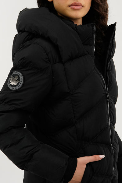 Canada Weather Gear Chevron Quilted Parka Jacket - Black - Womens Parka Jackets - Fairweather