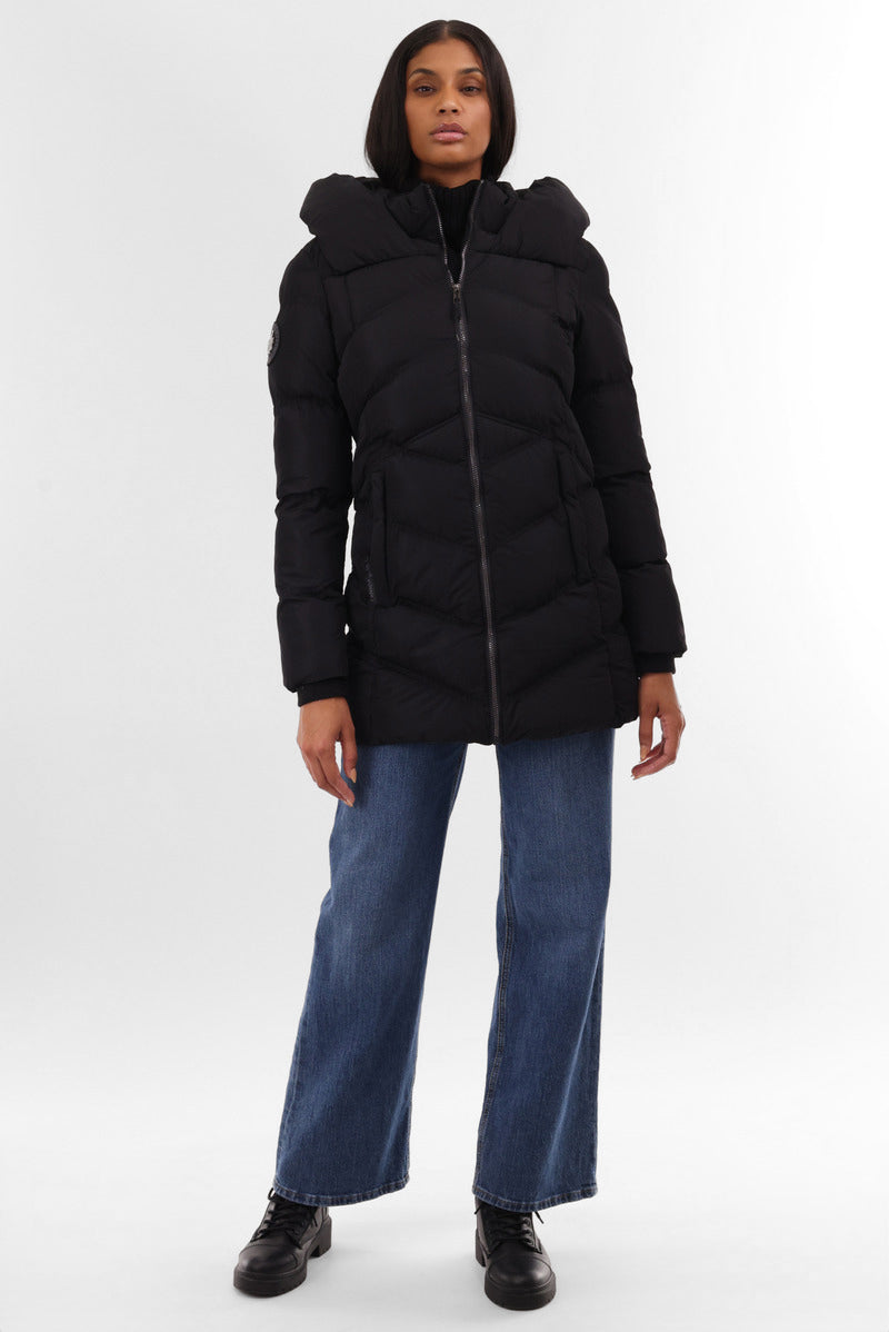 Canada Weather Gear Chevron Quilted Parka Jacket - Black