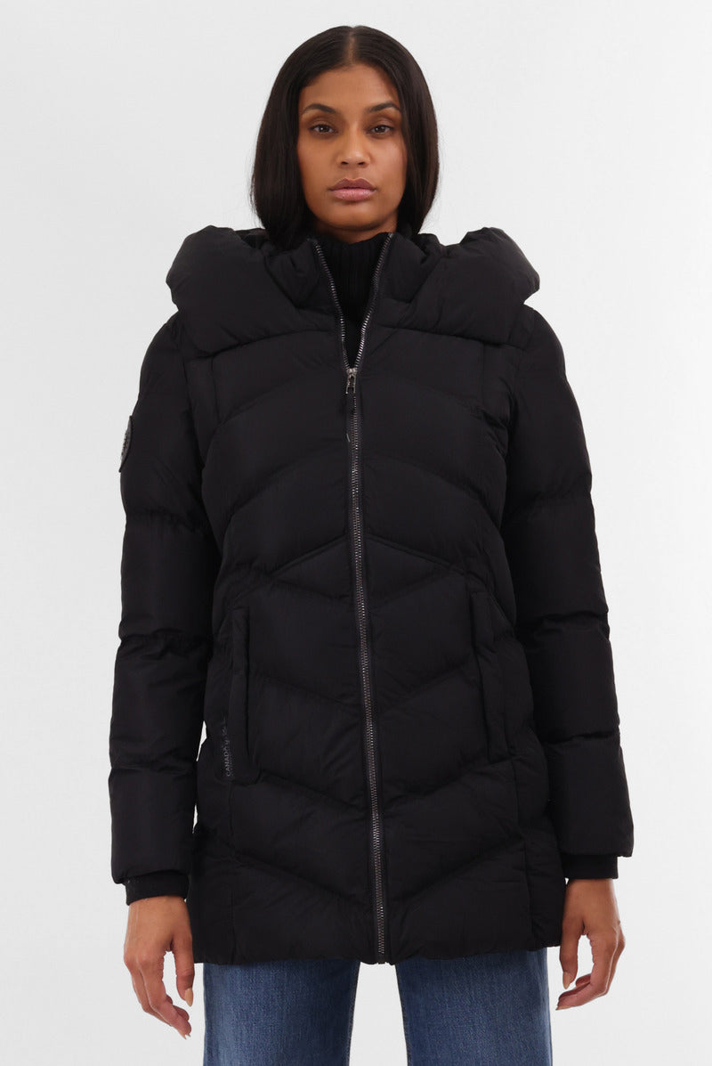 Canada Weather Gear Chevron Quilted Parka Jacket - Black