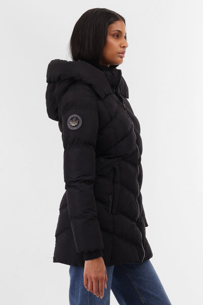 Canada Weather Gear Chevron Quilted Parka Jacket - Black