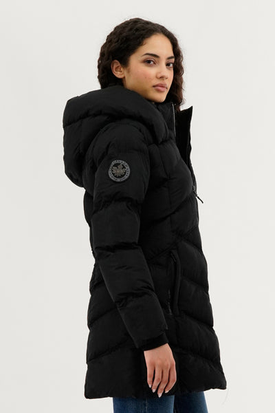 Canada Weather Gear Chevron Quilted Parka Jacket - Black - Womens Parka Jackets - Fairweather