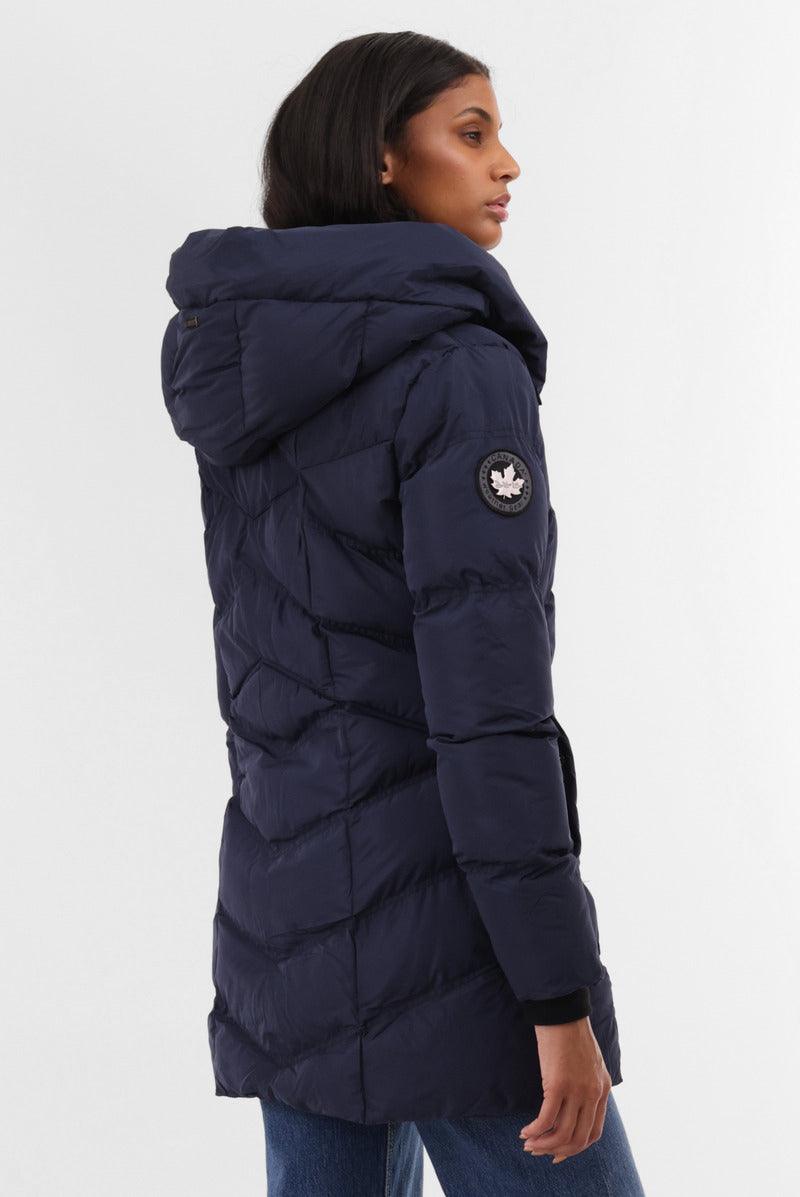 Canada Weather Gear Chevron Quilted Parka Jacket - Navy