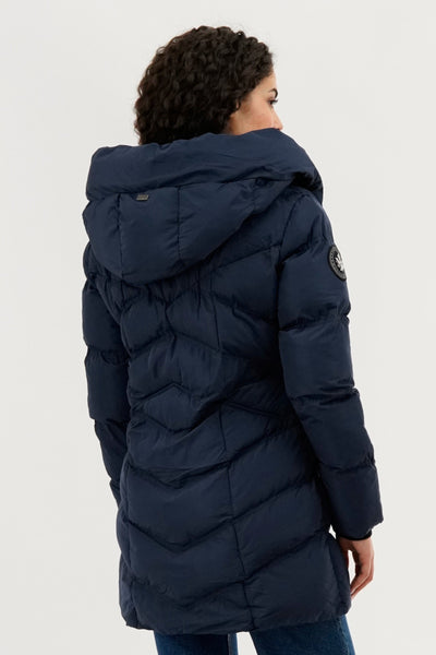 Canada Weather Gear Chevron Quilted Parka Jacket - Navy - Womens Parka Jackets - Fairweather