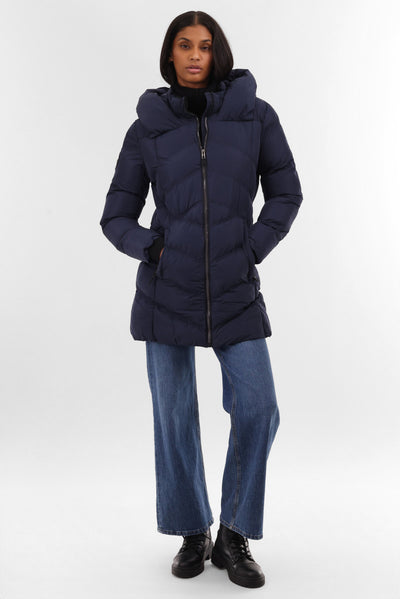 Canada Weather Gear Chevron Quilted Parka Jacket - Navy