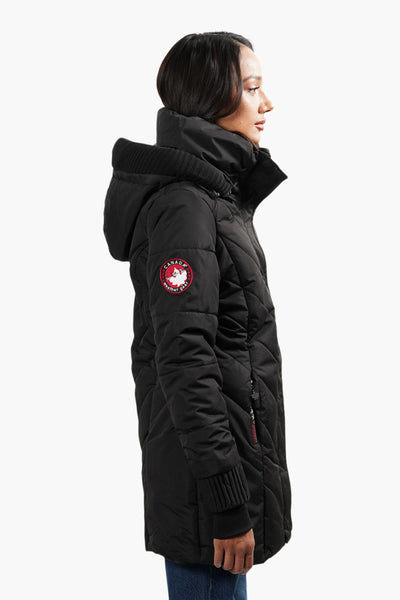 Canada Weather Gear Chevron Stitch Parka Jacket - Black - Womens Parka Jackets - Fairweather