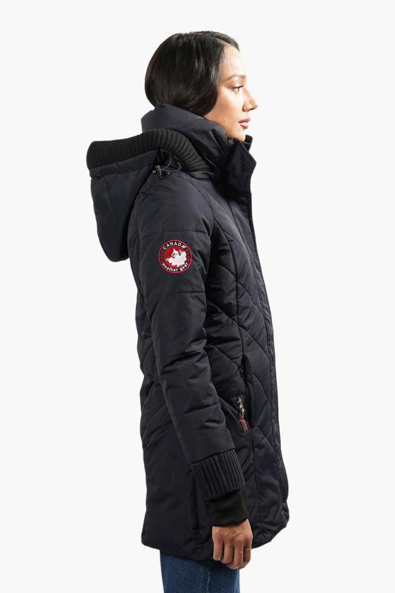 Canada Weather Gear Chevron Stitch Parka Jacket - Navy - Womens Parka Jackets - Fairweather