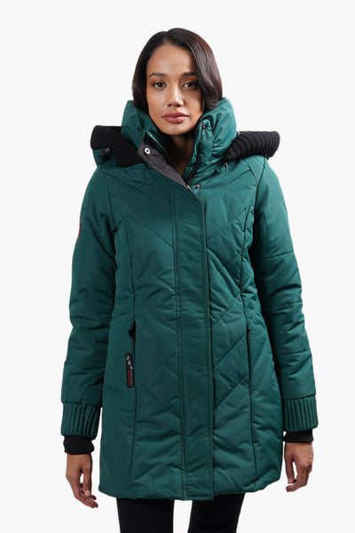 Canada Weather Gear Chevron Stitch Parka Jacket - Green - Womens Parka Jackets - Fairweather