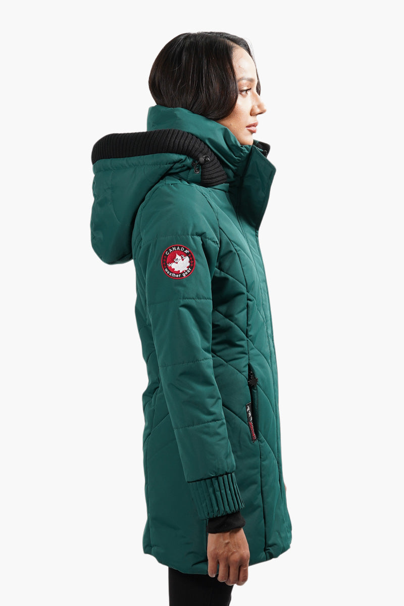 Canada Weather Gear Chevron Stitch Parka Jacket - Green - Womens Parka Jackets - Fairweather