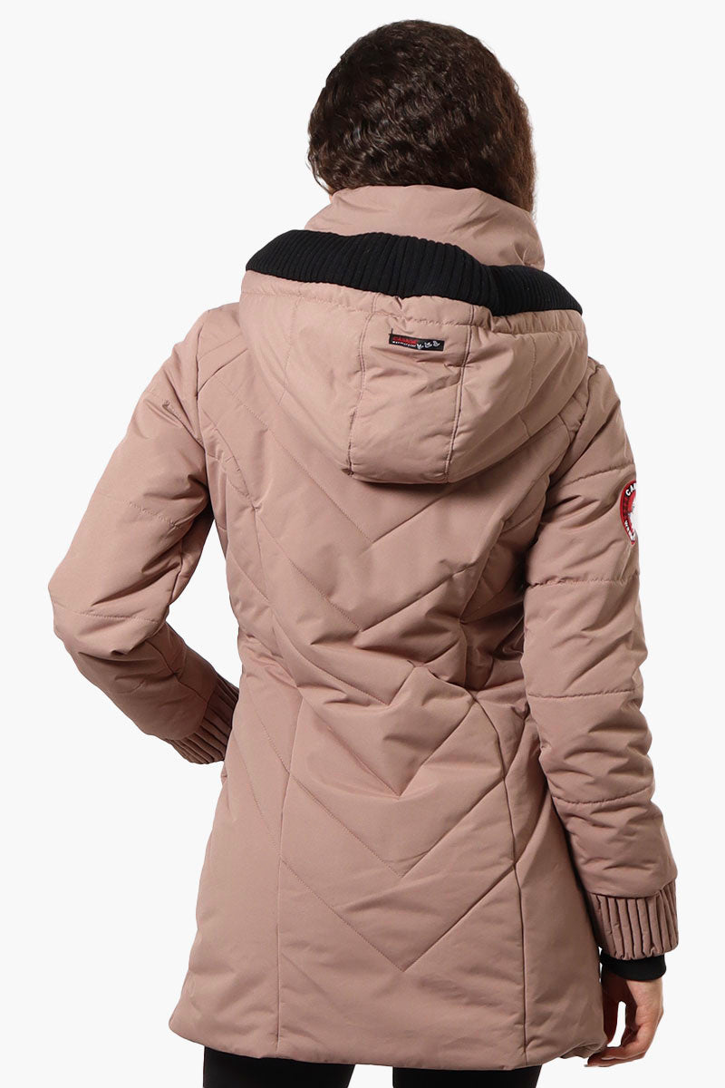 Canada Weather Gear Chevron Quilted Parka Jacket - Brown - Womens Parka Jackets - Fairweather