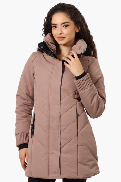 Canada Weather Gear Chevron Quilted Parka Jacket - Brown - Womens Parka Jackets - Fairweather