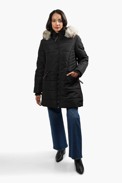 Canada Weather Gear Vegan Fur Puffer Parka Jacket - Black - Womens Parka Jackets - Fairweather