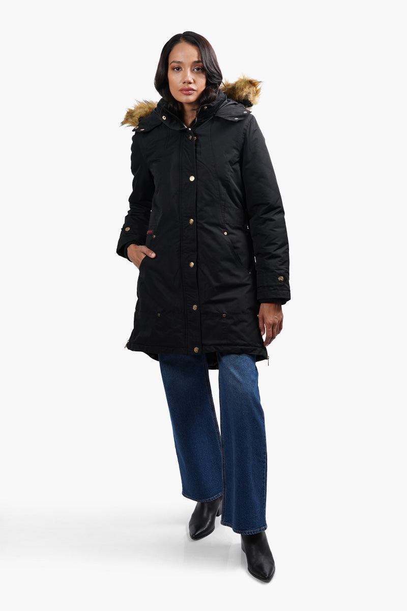Canada Weather Gear Vegan Fur Hood Parka Jacket - Black - Womens Parka Jackets - Fairweather