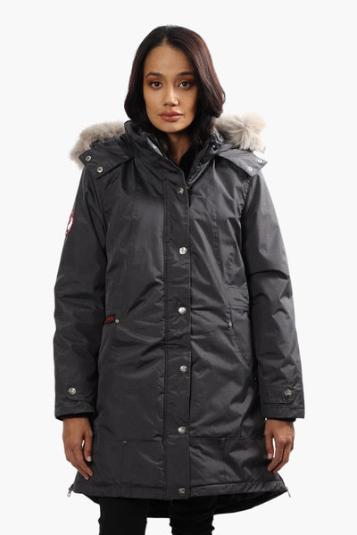 Canada Weather Gear Vegan Fur Hood Parka Jacket - Grey - Womens Parka Jackets - Fairweather