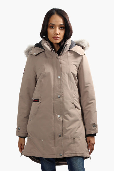 Canada Weather Gear Vegan Fur Hood Parka Jacket - Taupe - Womens Parka Jackets - Fairweather