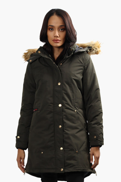 Canada Weather Gear Vegan Fur Hood Parka Jacket - Olive - Womens Parka Jackets - Fairweather