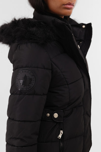 Canada Weather Gear Long Faux Fur Lined Parka Jacket - Black