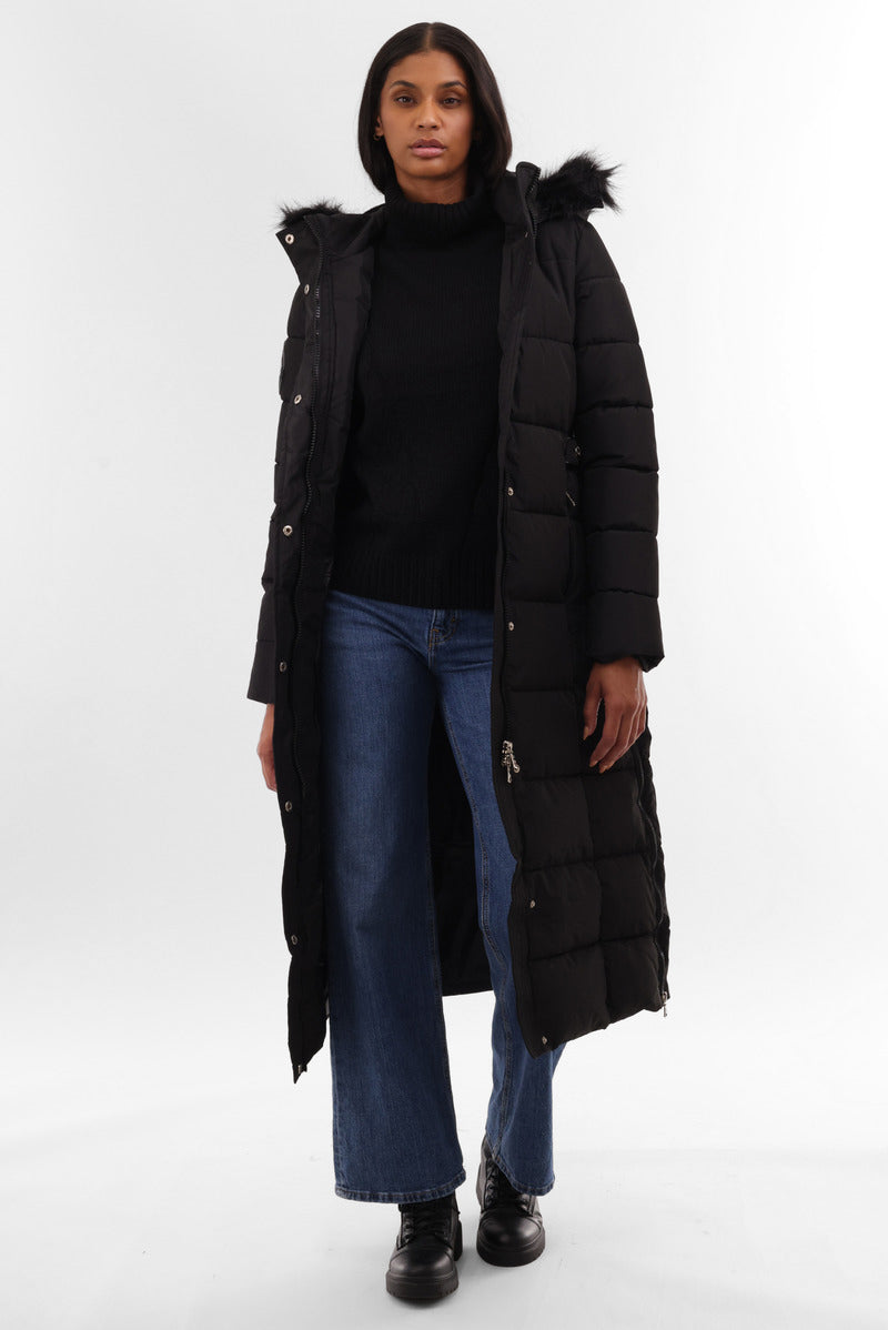 Canada Weather Gear Long Faux Fur Lined Parka Jacket - Black