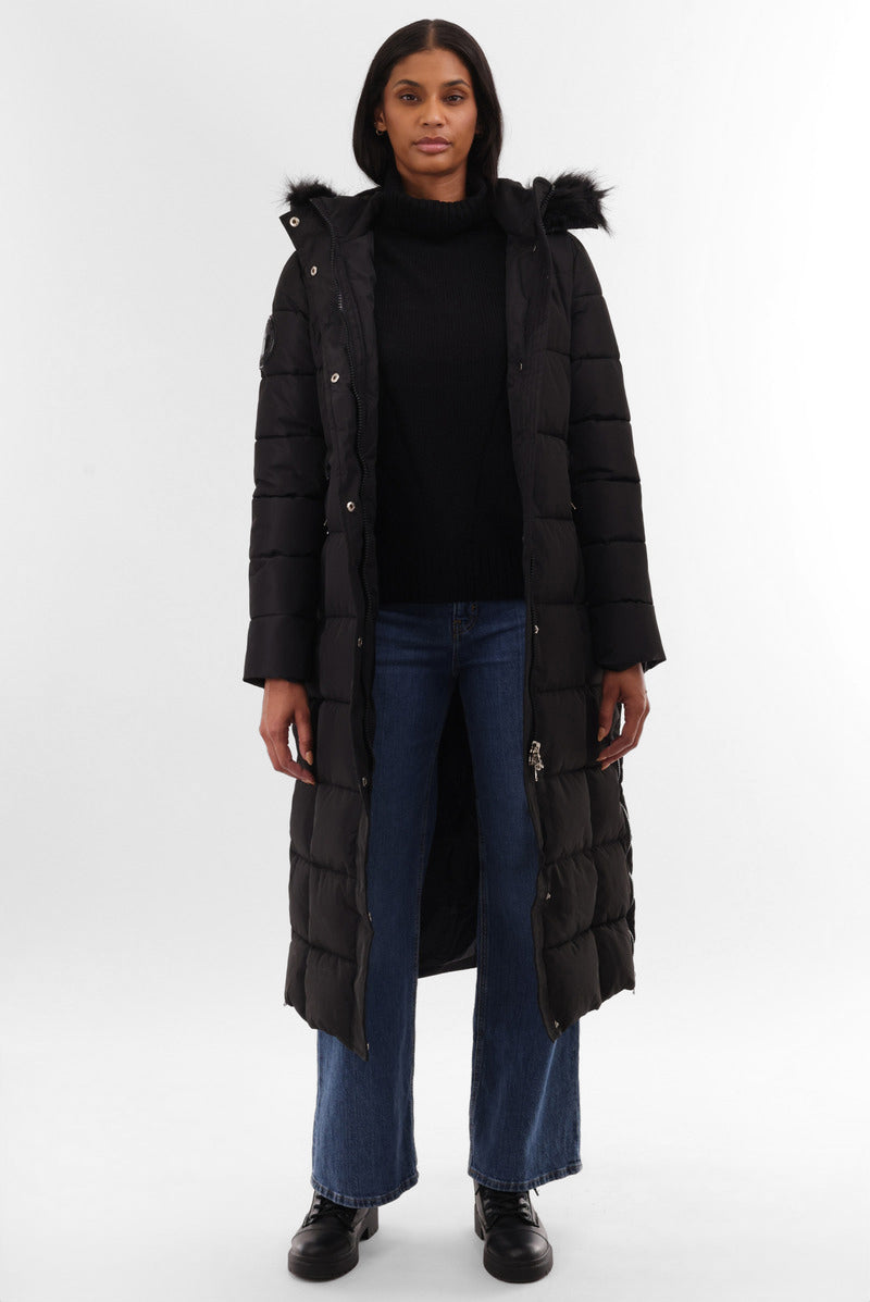 Canada Weather Gear Long Faux Fur Lined Parka Jacket - Black