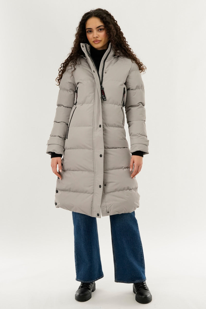 Canada Weather Gear Quilted Maxi Parka Jacket - Stone - Womens Parka Jackets - Fairweather