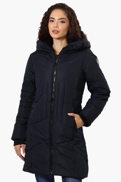 Oppenheimer Double Zip Cinched Waist Parka Jacket - Navy - Womens Parka Jackets - Fairweather