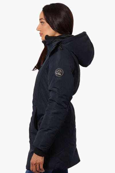 Oppenheimer Hooded Cinched Waist Parka Jacket - Navy - Womens Parka Jackets - Fairweather