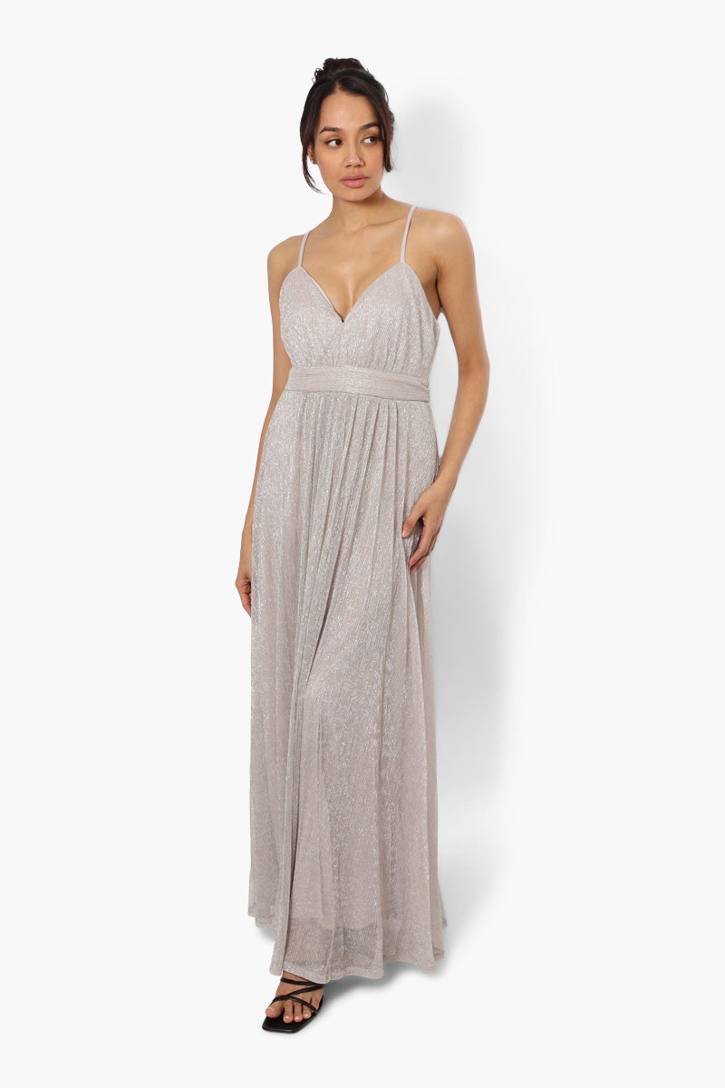 Limite Lurex Chiffon Prom Dress - Grey - Womens Prom Dresses - Fairweather