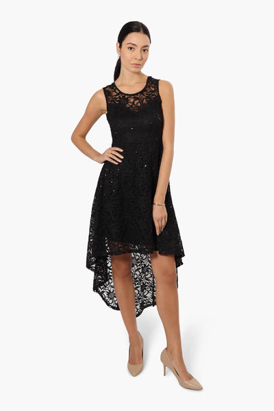 Limite High Low Lace Sequin Cocktail Dress - Black - Womens Cocktail Dresses - Fairweather