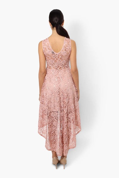 Limite High Low Lace Sequin Cocktail Dress - Pink - Womens Cocktail Dresses - Fairweather