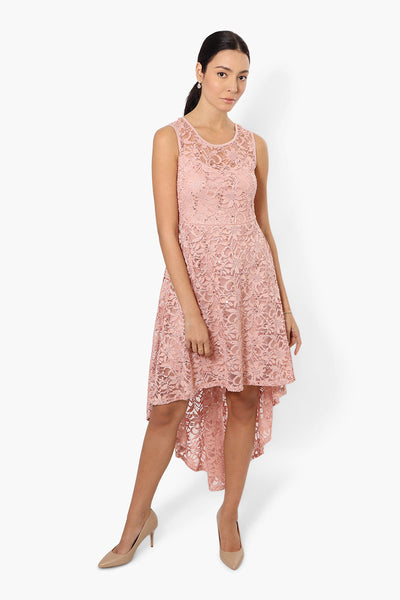 Limite High Low Lace Sequin Cocktail Dress - Pink - Womens Cocktail Dresses - Fairweather