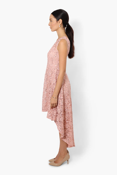 Limite High Low Lace Sequin Cocktail Dress - Pink - Womens Cocktail Dresses - Fairweather