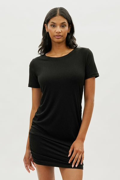 ruched side short sleeve dress Short Sleeve Surplice Side Ruched S