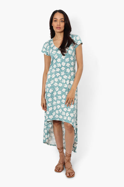 International INC Company Patterned High Low Maxi Dress - Teal - Womens Maxi Dresses - Fairweather