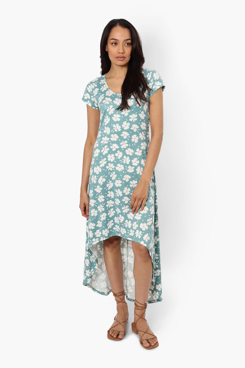 International INC Company Patterned High Low Maxi Dress - Teal - Womens Maxi Dresses - Fairweather