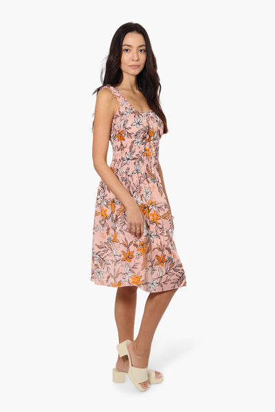 Impress Floral Front Button Day Dress - Pink - Womens Day Dresses - Fairweather