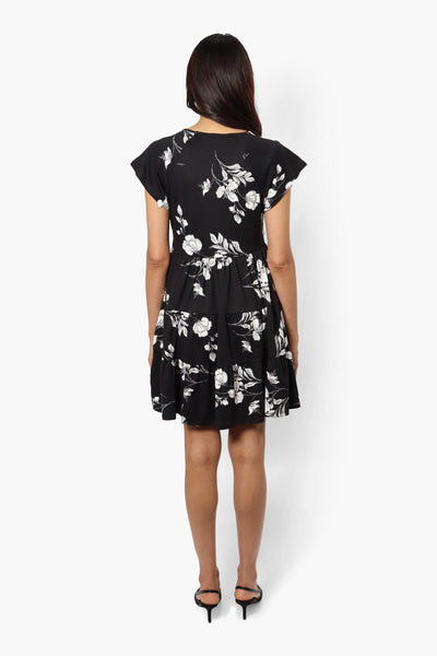 International INC Company Tiered Floral Day Dress - Black - Womens Day Dresses - Fairweather