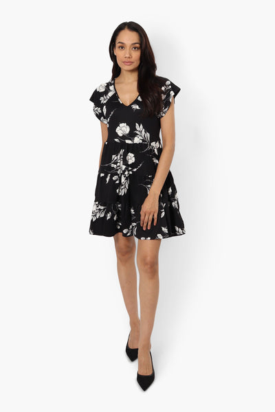International INC Company Tiered Floral Day Dress - Black - Womens Day Dresses - Fairweather