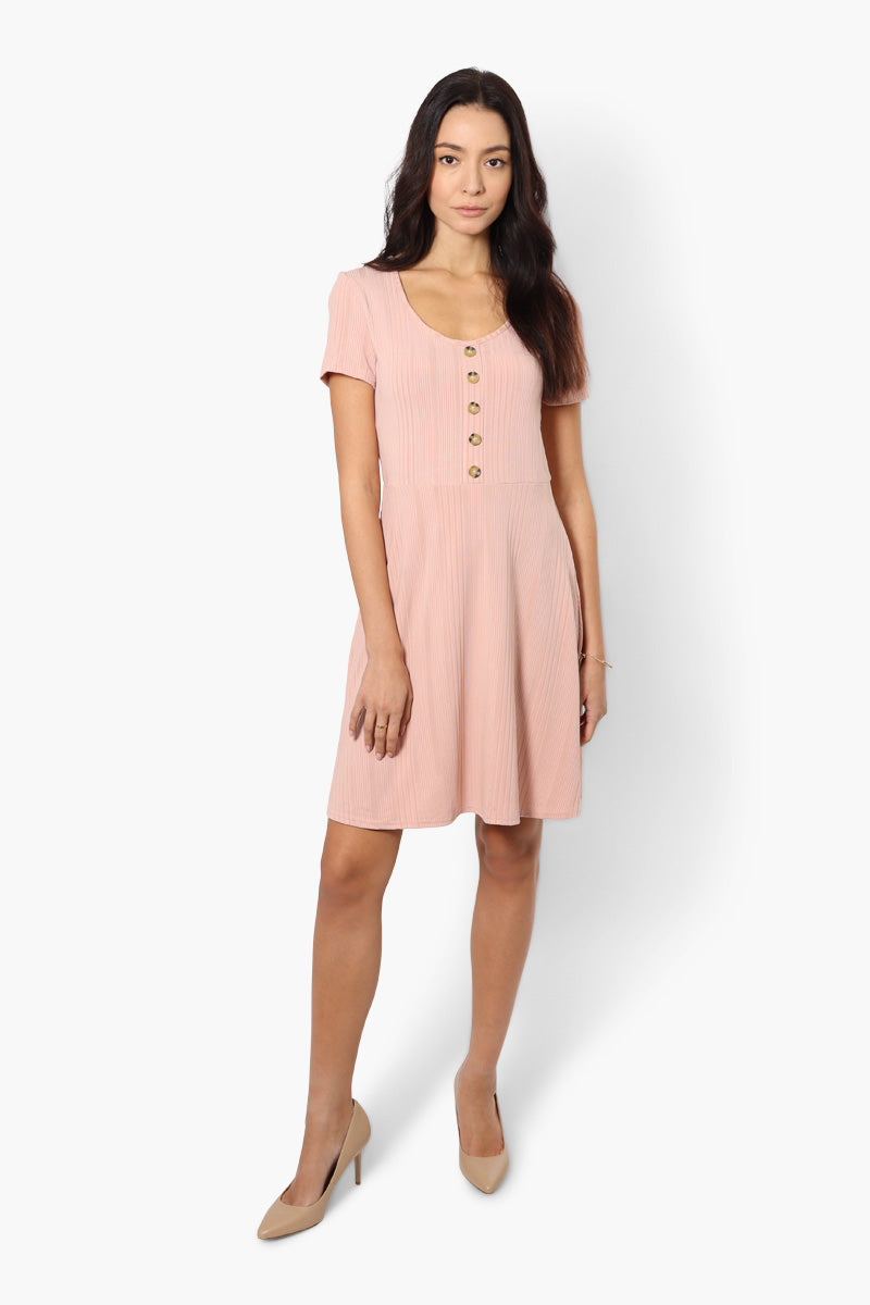 International INC Company Ribbed Henley Day Dress - Pink - Womens Day Dresses - Fairweather