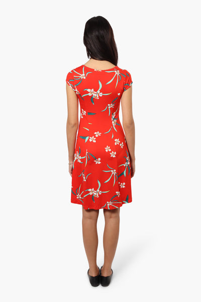 International INC Company Floral Cap Sleeve Day Dress - Red - Womens Day Dresses - Fairweather