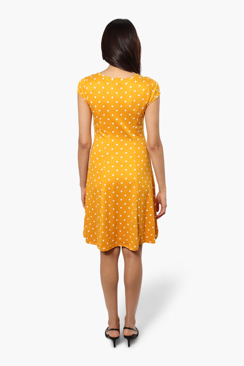 International INC Company Polka Dot Cap Sleeve Day Dress - Yellow - Womens Day Dresses - Fairweather