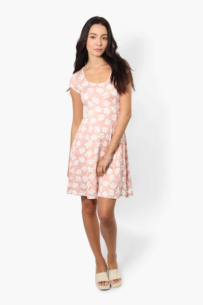 International INC Company Floral Cap Sleeve Day Dress - Pink - Womens Day Dresses - Fairweather