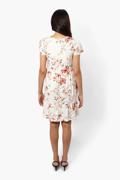 International INC Company Floral Scoop Neck Day Dress - White - Womens Day Dresses - Fairweather