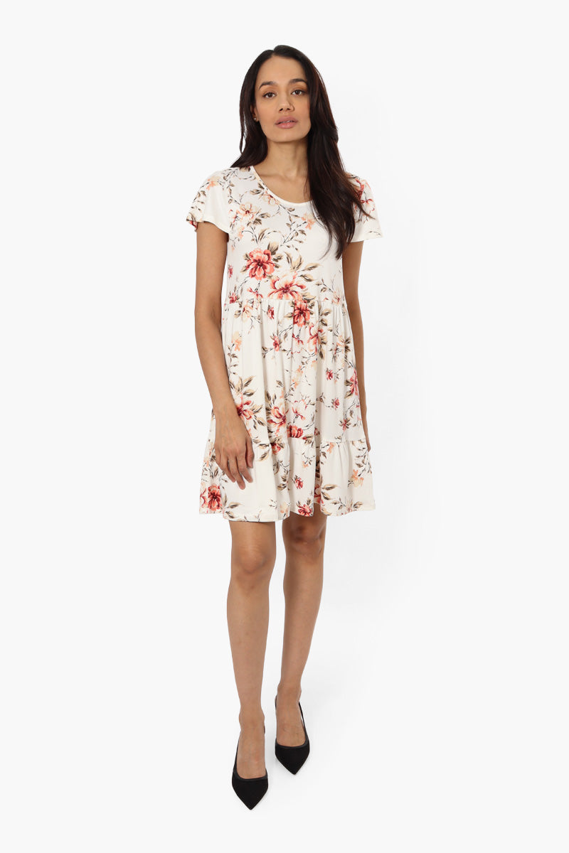 International INC Company Floral Scoop Neck Day Dress - White - Womens Day Dresses - Fairweather