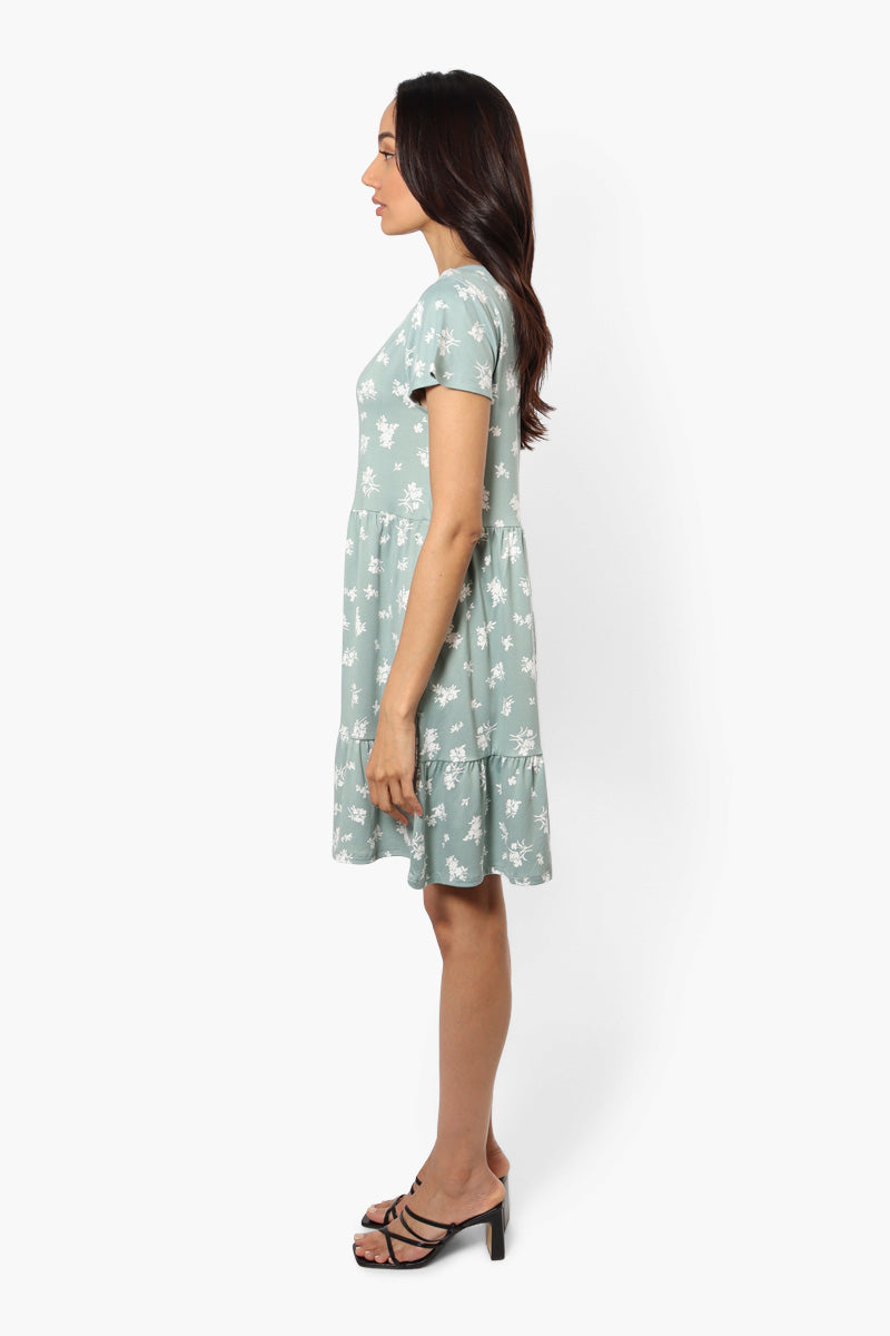 International INC Company Floral Scoop Neck Day Dress - Mint - Womens Day Dresses - Fairweather